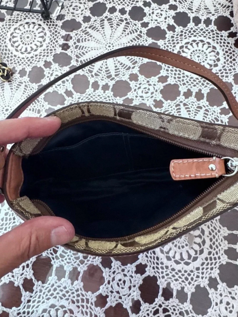 Coach Patchwork Wristlet in Blue, Pink, Purple, Tan & Black